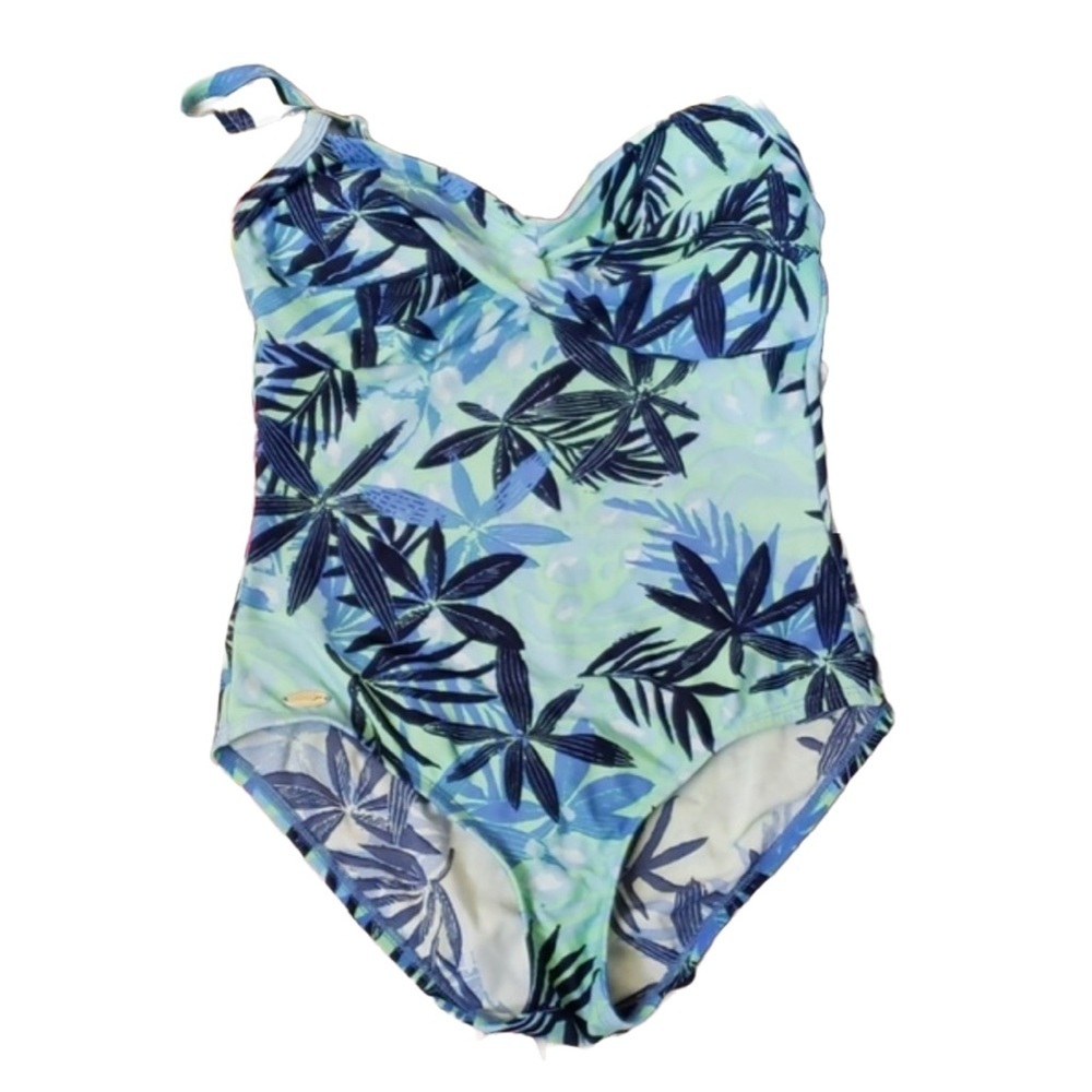 Speedo Blue Tropical One Piece Bathing Suit Size 6